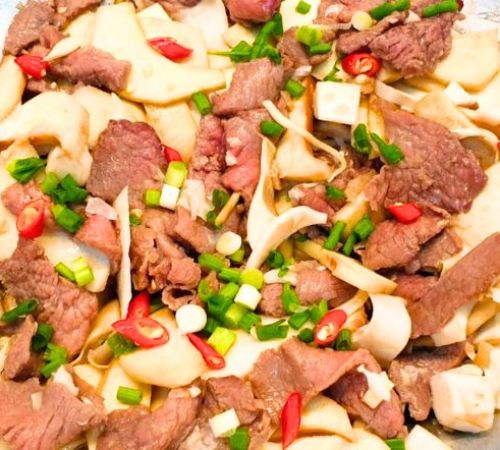 Củ hủ dừa xào thịt bò có ngon không ?