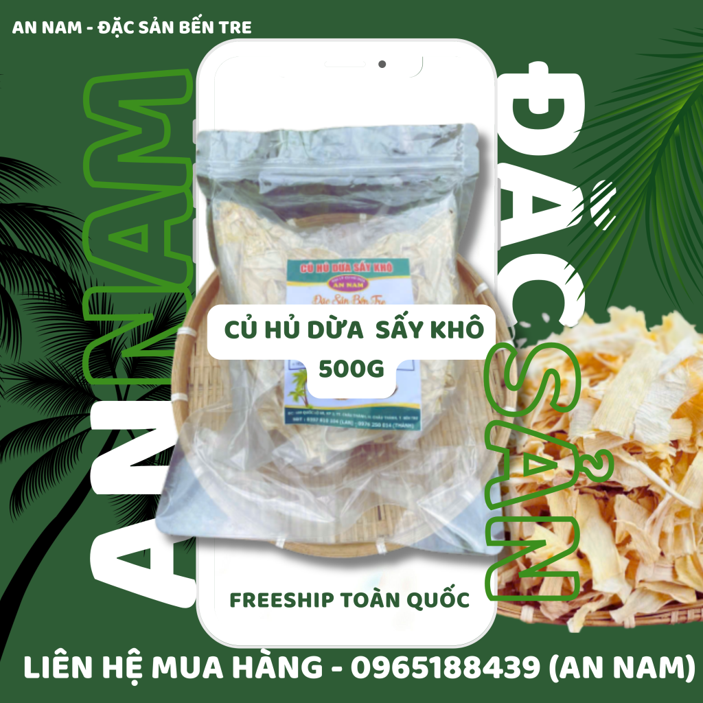 củ hủ dừa sấy khô bến tre